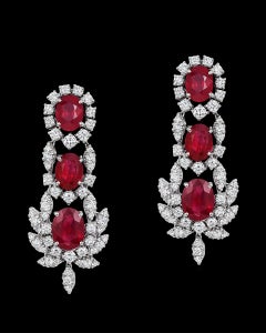 Andreoli Burma Ruby CDC Certified Diamond Statement Earrings 18 Karat White Gold