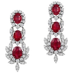 Andreoli Burma Ruby CDC Certified Diamond Statement Earrings 18 Karat White Gold