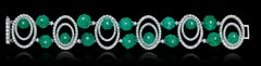 Andreoli Carved Colombian Emerald Diamond Sphere Bracelet 18 Karat White Gold