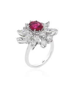 Andreoli CDC Certified 1.70 Carat Thailand Siam Oval Ruby Diamond Cocktail Ring