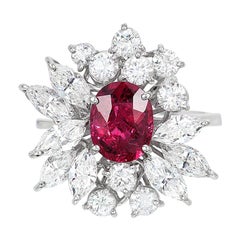 Andreoli CDC Certified 1.70 Carat Thailand Siam Oval Ruby Diamond Cocktail Ring