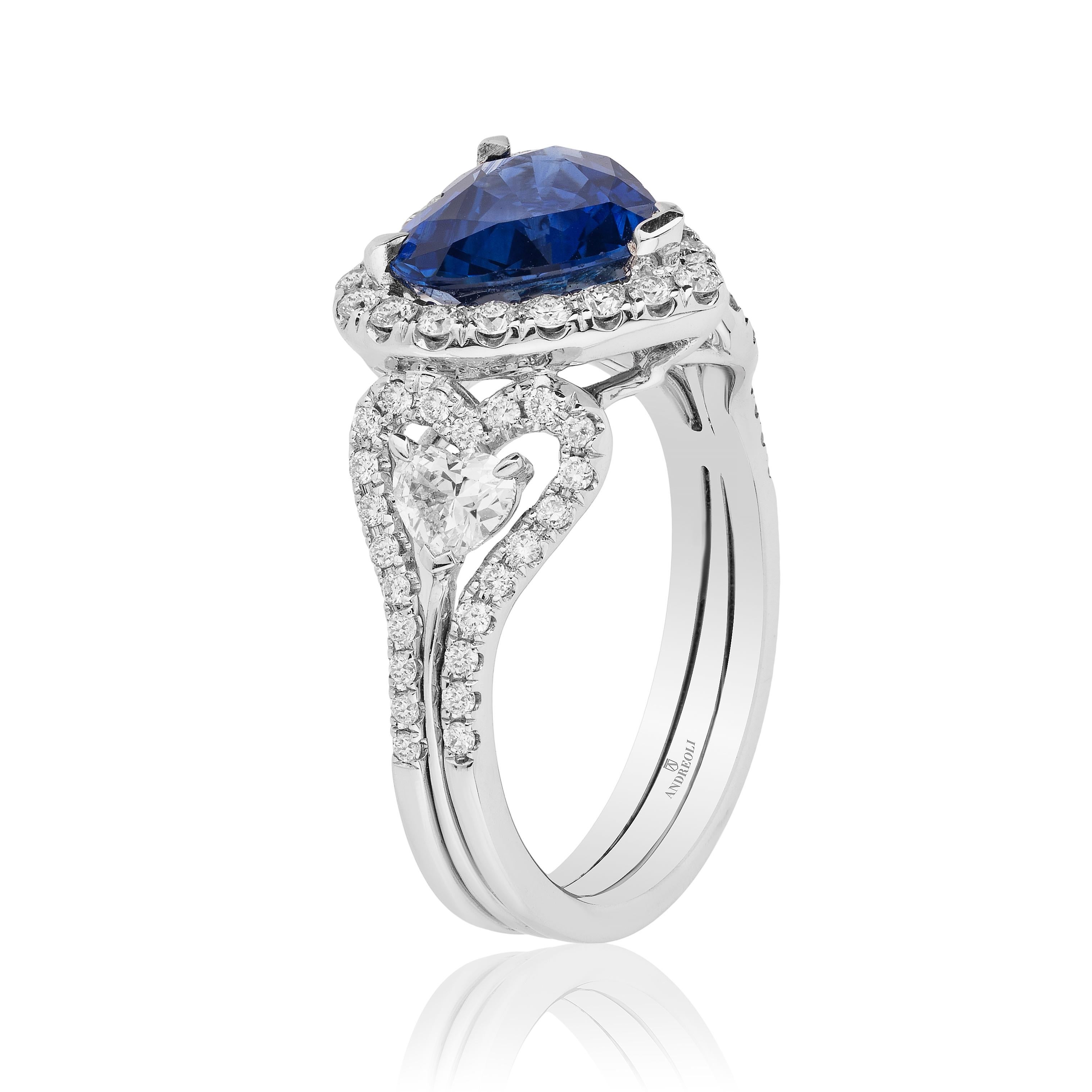 heart shaped blue sapphire ring