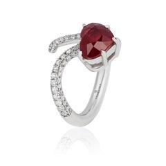 Andreoli Certified 4.02 Carat Burma Ruby Heart Shape Ring Diamond 18 Karat Gold