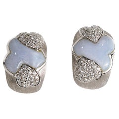 Vintage Andreoli Chalcedony and Diamond Earrings