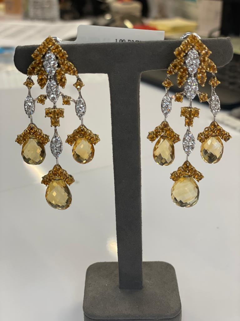 Andreoli Citrine and Diamond Chandelier Earrings For Sale at 1stDibs