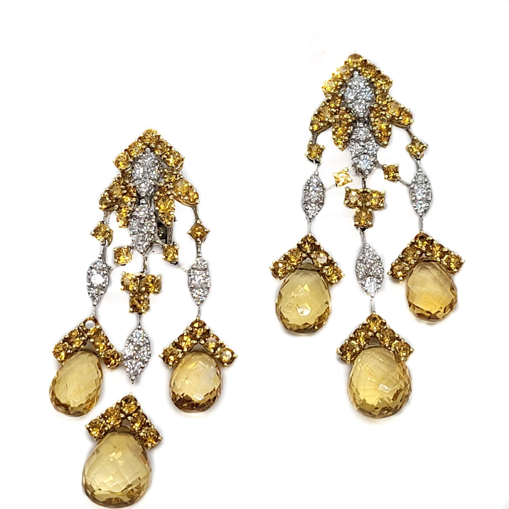 Contemporary Andreoli Citrine and Diamond Chandelier Earrings For Sale