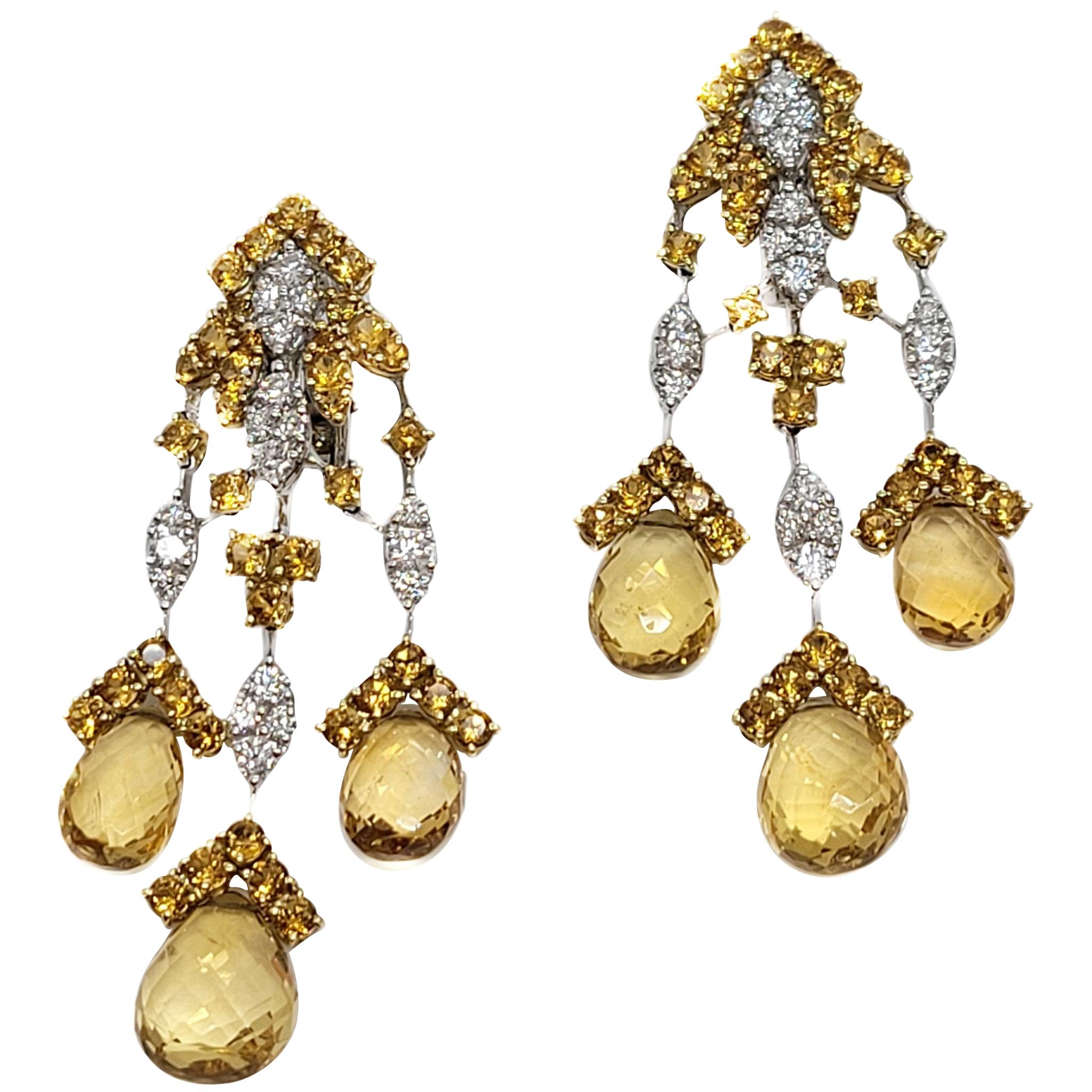 Chandelier-Ohrringe mit Citrin und Diamanten von Andreoli