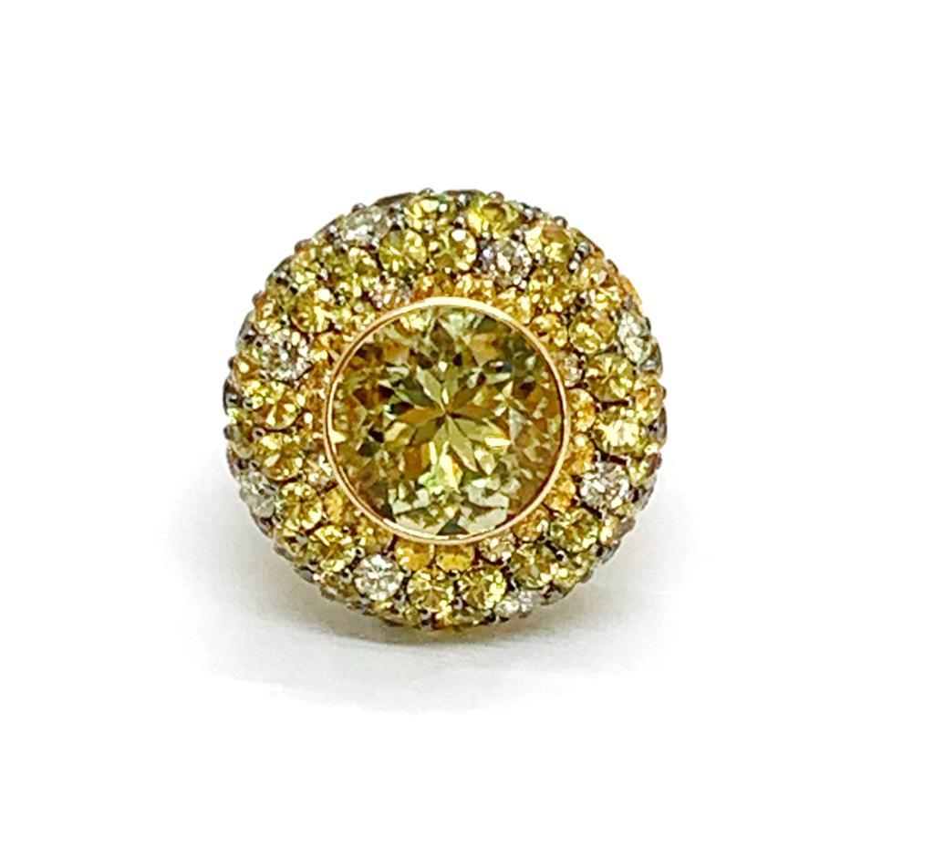 Contemporary Andreoli Citrine, Sapphire, and Diamond 18 Karat Rose Gold Ring For Sale