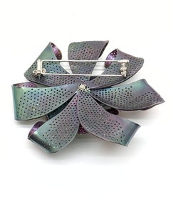 Andreoli Colombian Emerald Pink Sapphire Tsavorite Flower Brooch Titanium Pin