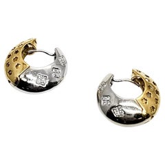 Andreoli Diamond 18 Karat Two-Tone Gold Double Sided Star Earrings