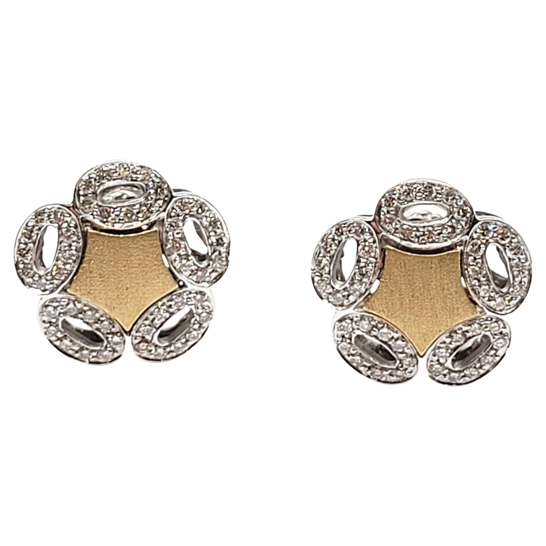 Andreoli Diamond 18 Karat Two-Tone Gold Earrings For Sale