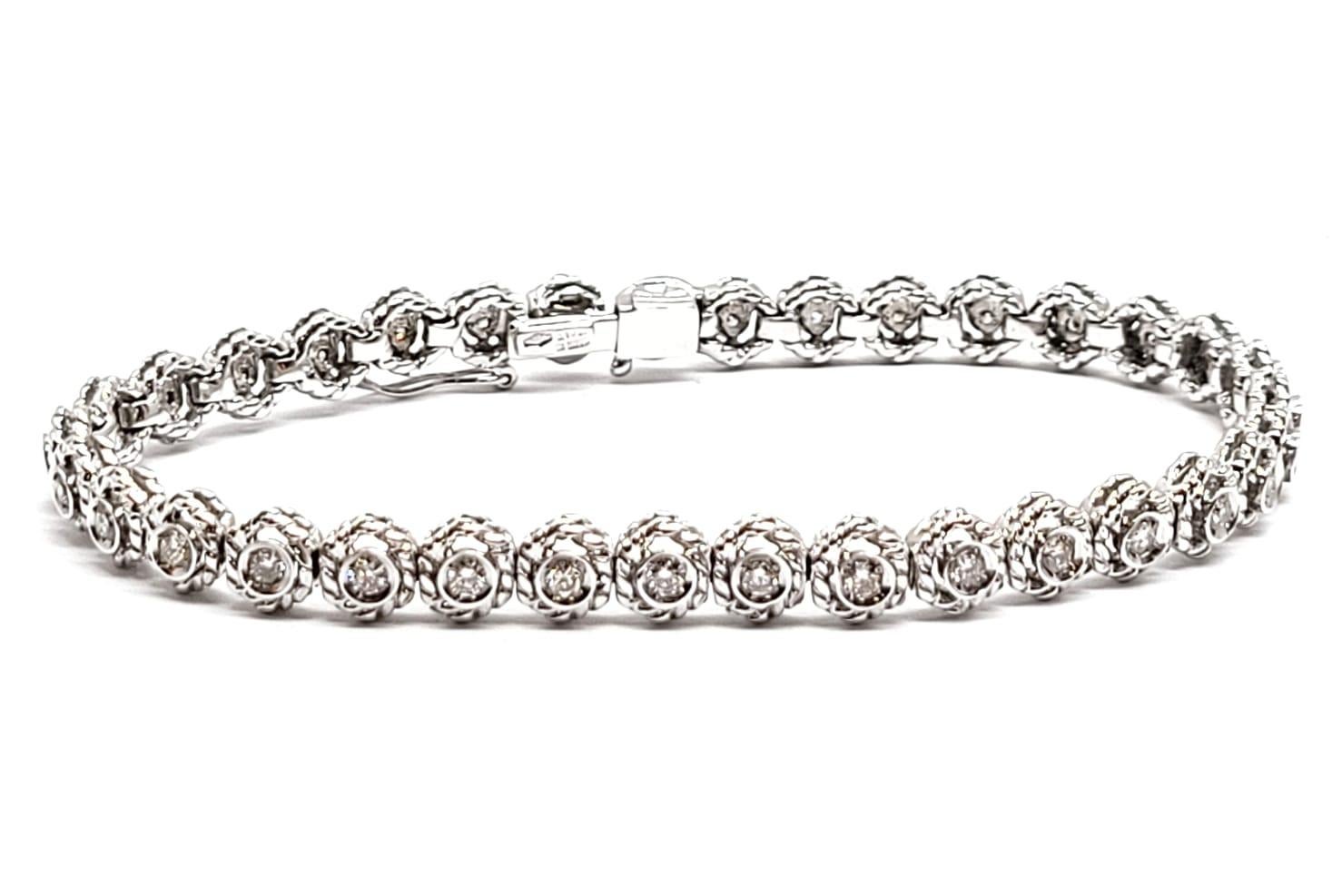 Contemporary Andreoli Diamond 18 Karat White Gold Bracelet For Sale