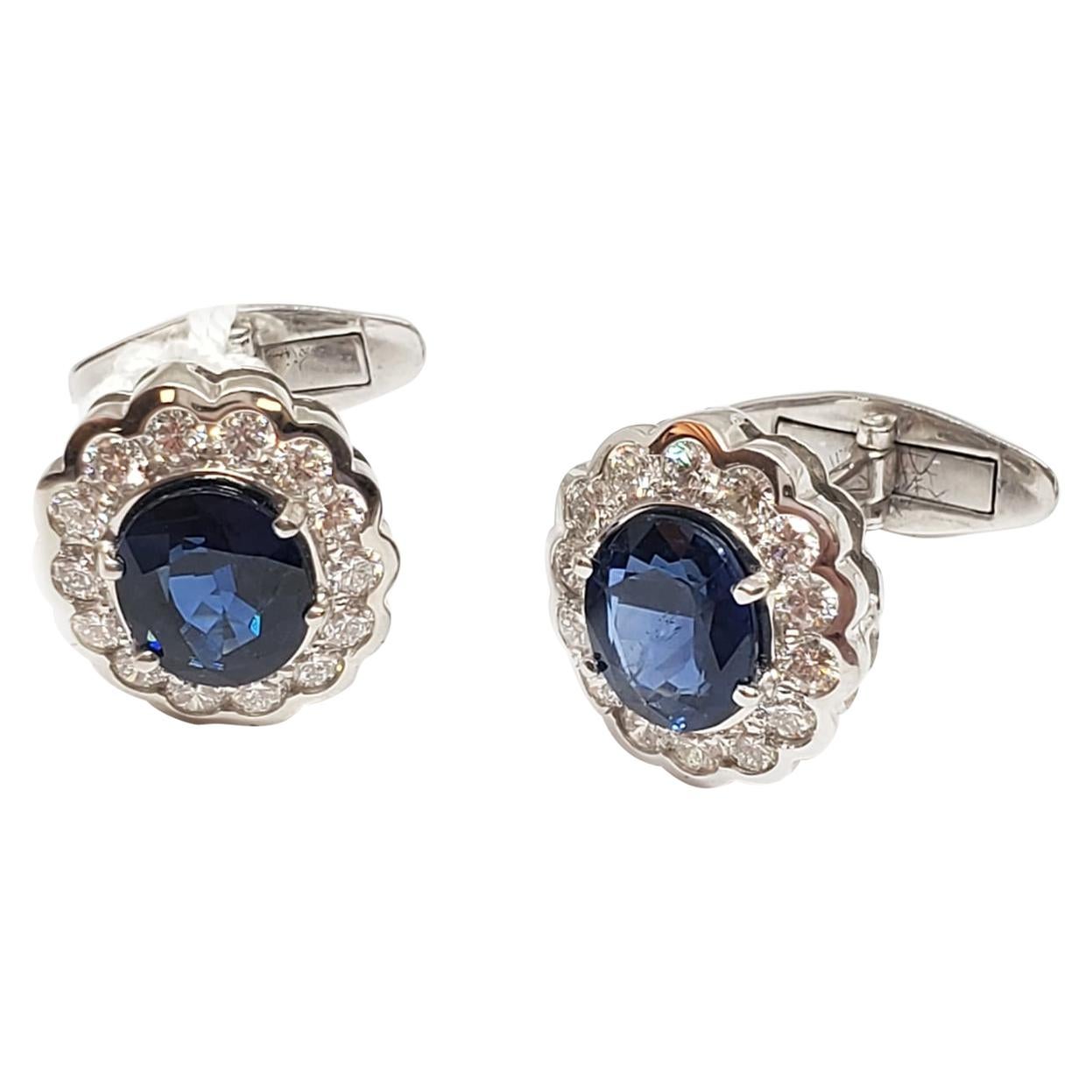 Manschettenknöpfe mit Diamanten und blauen Saphiren von Andreoli