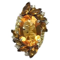 Andreoli Diamond Citrine Sapphire 18 Karat Gold Ring
