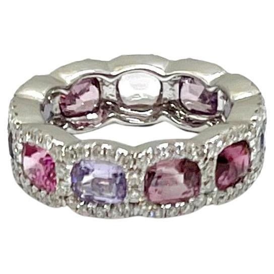 Andreoli Diamond Mixed Spinel 18 Karat White Gold Ring For Sale