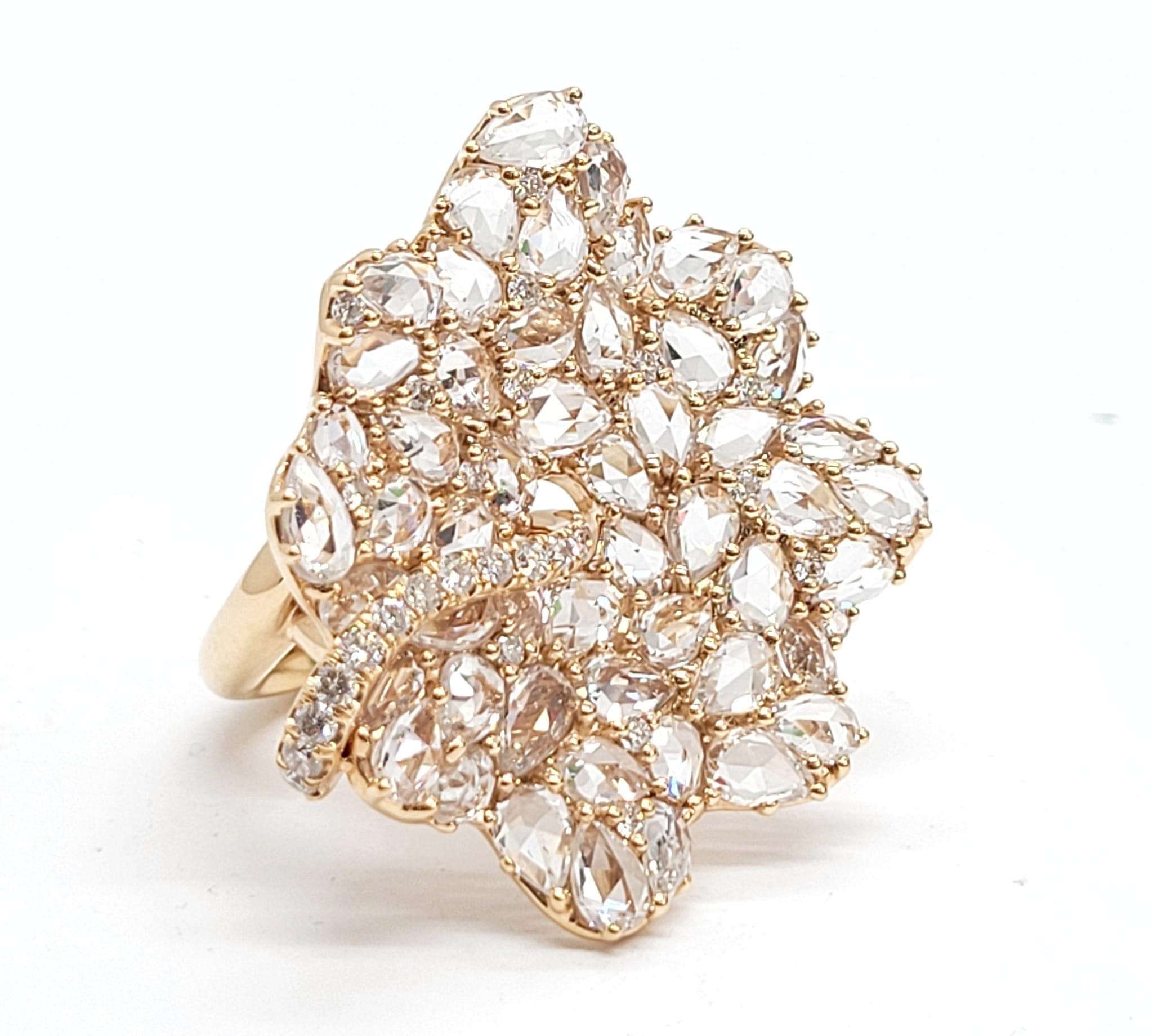 Contemporary Andreoli Diamond Sapphire 18 Karat Rose Gold Ring For Sale