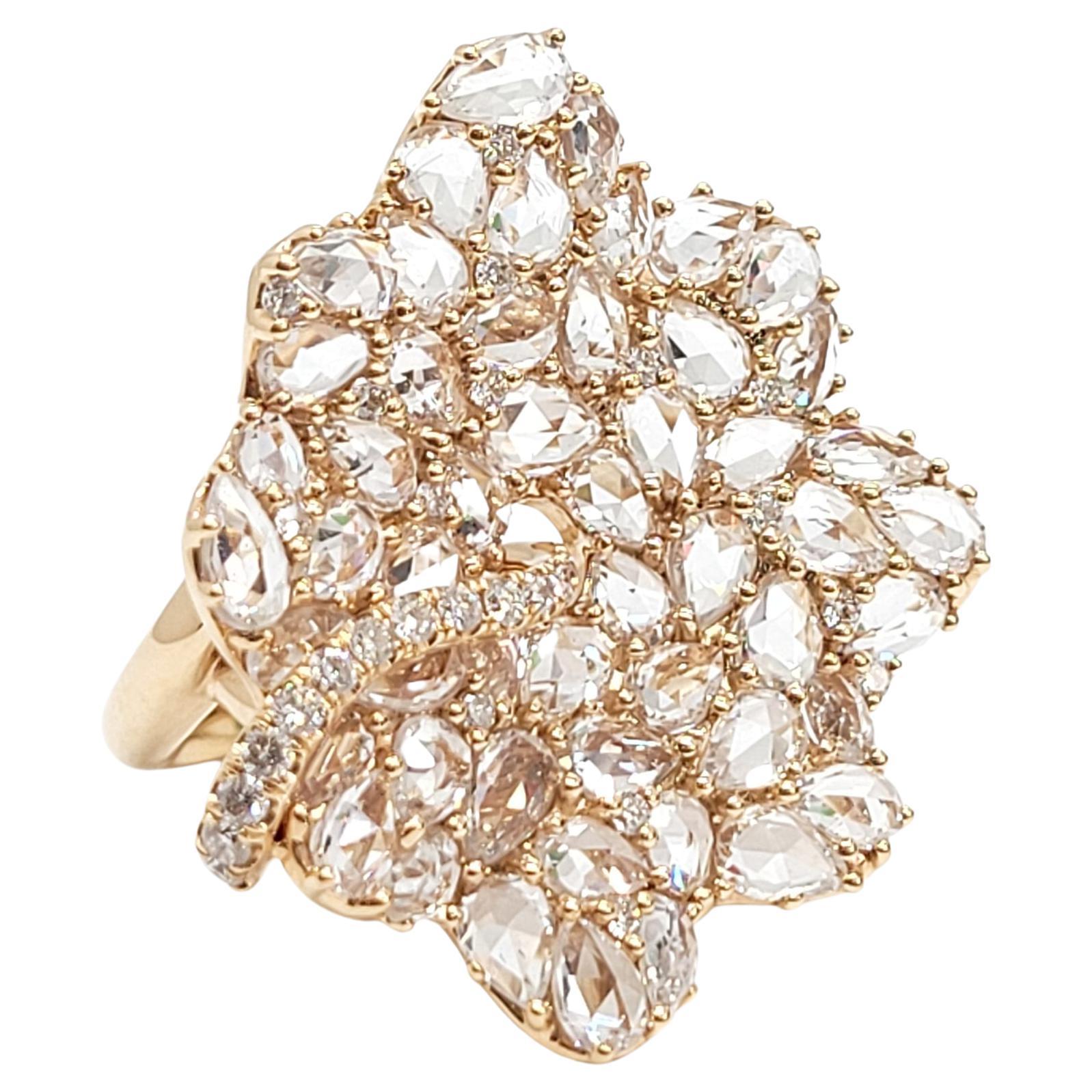 Andreoli Diamond Sapphire 18 Karat Rose Gold Ring For Sale