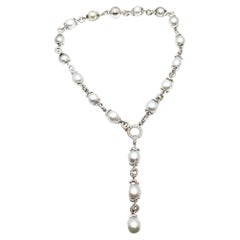 Andreoli Diamond South Sea Pearl 18 Karat White Gold Necklace