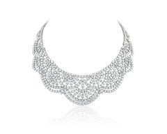 Andreoli Diamond Statement Necklace 18 Karat White Gold