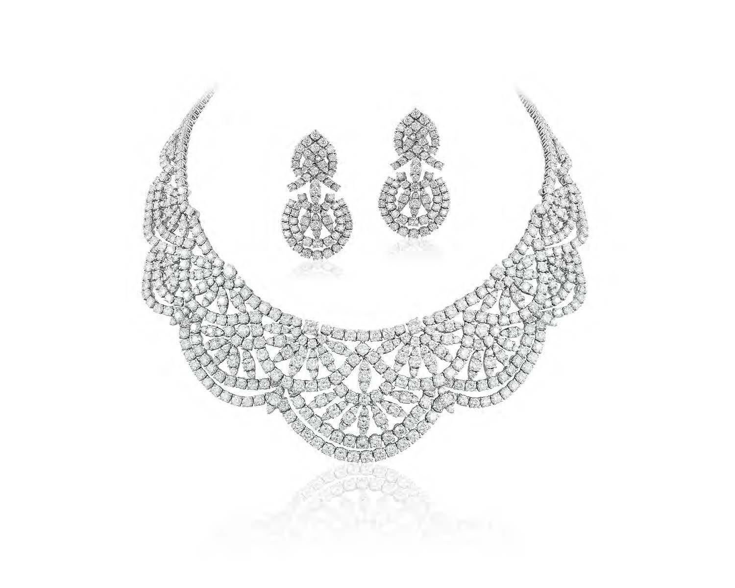 Andreoli Diamond Statement Necklace 18 Karat White Gold For Sale at