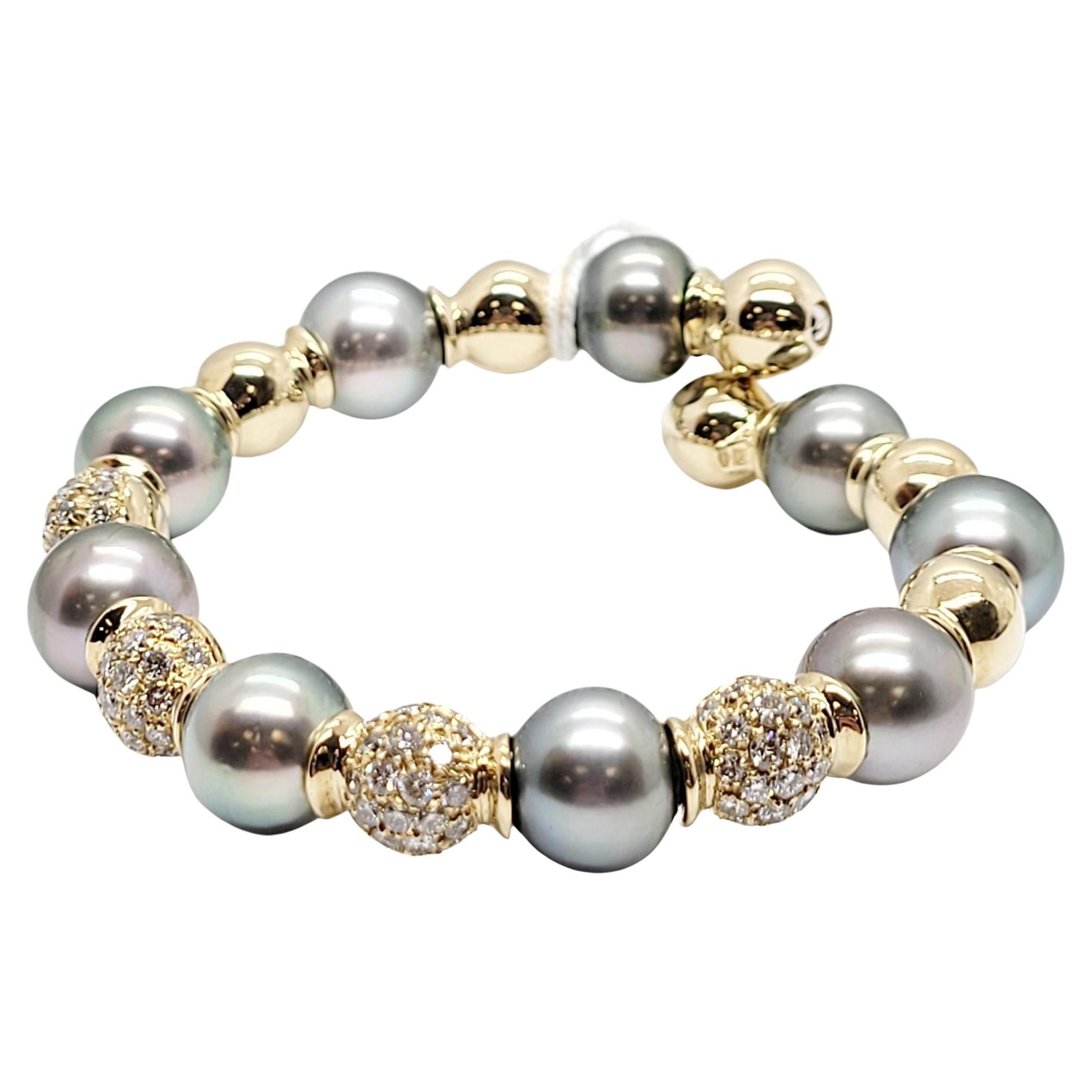 Andreoli Diamond Tahitian Pearl 18 Karat Gold Bracelet For Sale