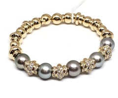 Andreoli Diamond Tahitian Pearl 18 Karat Gold Bracelet