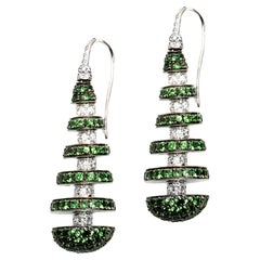 Andreoli Diamond Tsavorite 18 Karat White Gold Earrings Andreoli Diamond Tsavorite 18 Karat White Gold Earrings