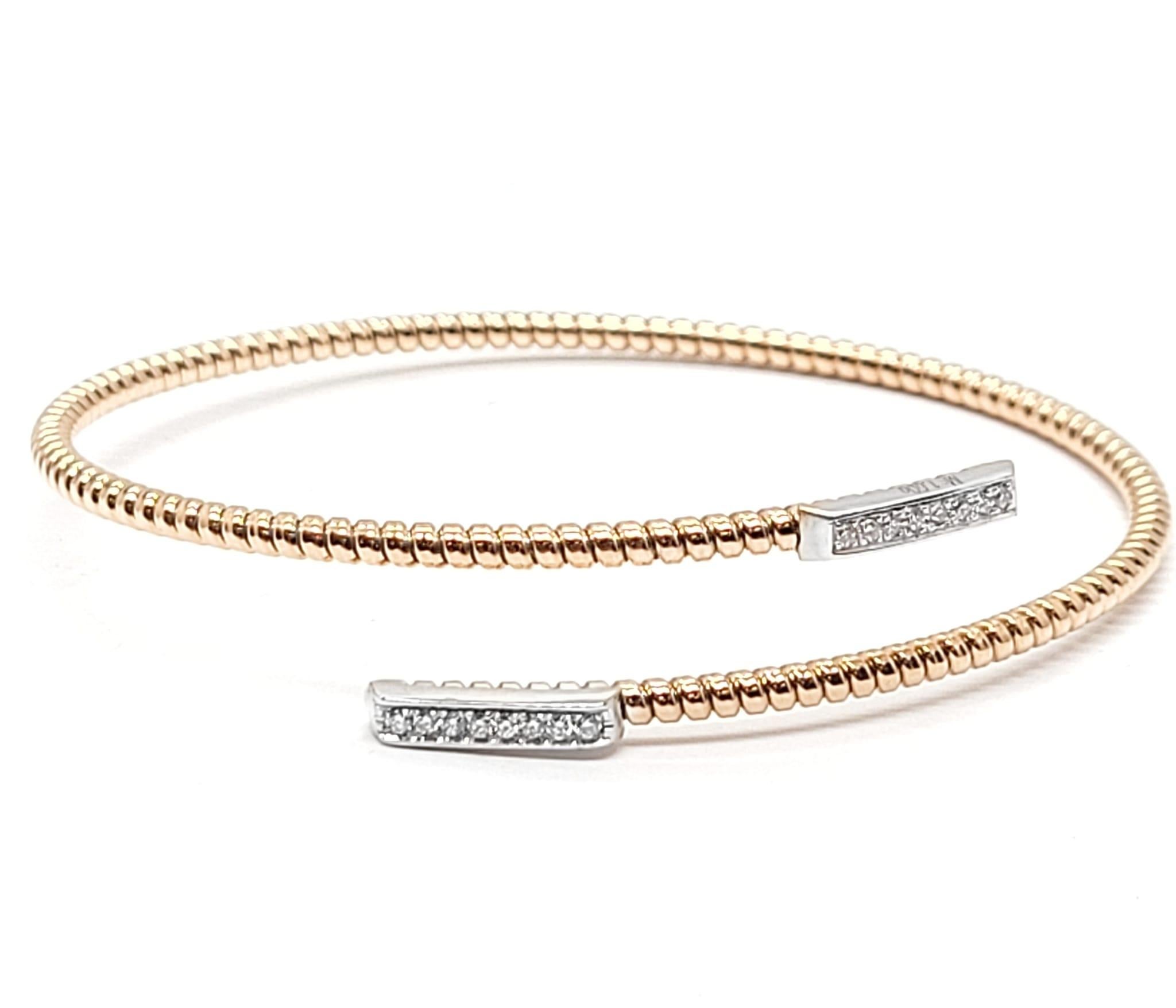 Andreoli Diamond Bracelet set in Rose Gold

This Flexible Bracelet Features :

0.13 ct round diamonds 
4.20 g of 18K Gold 
Made In Italy 