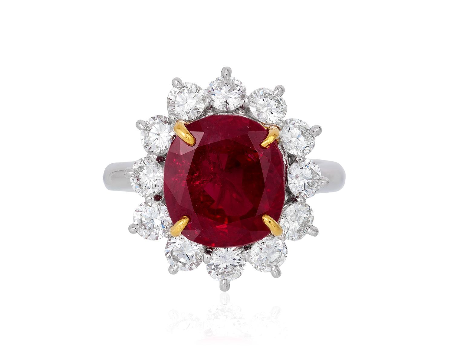 Andreoli GIA Certified 6.03 Carat Burma Ruby Diamond Platinum Ring For ...