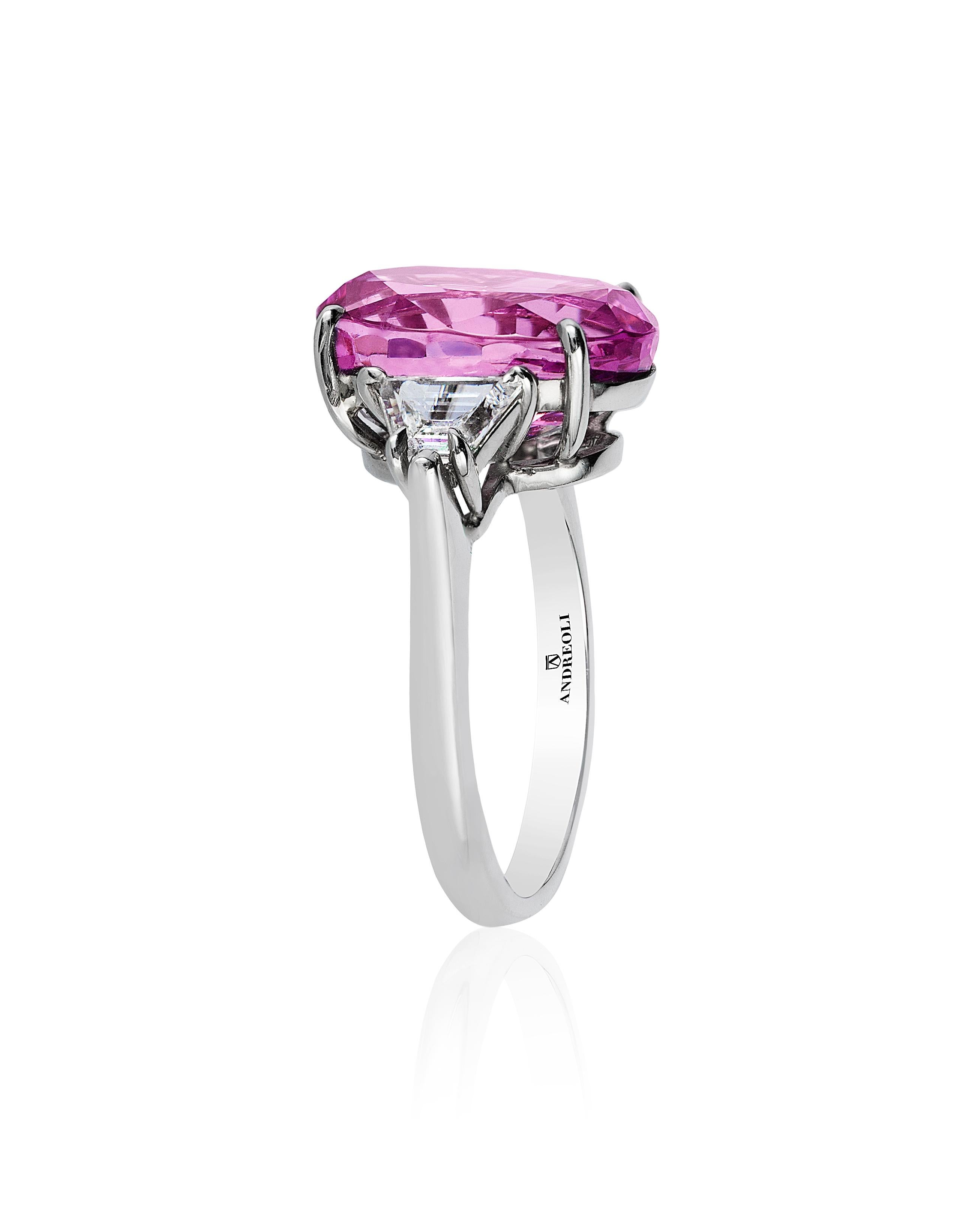 Platinring Andreoli, GIA-zertifizierter 9,39 Karat rosa Saphir, Diamant (Zeitgenössisch) im Angebot