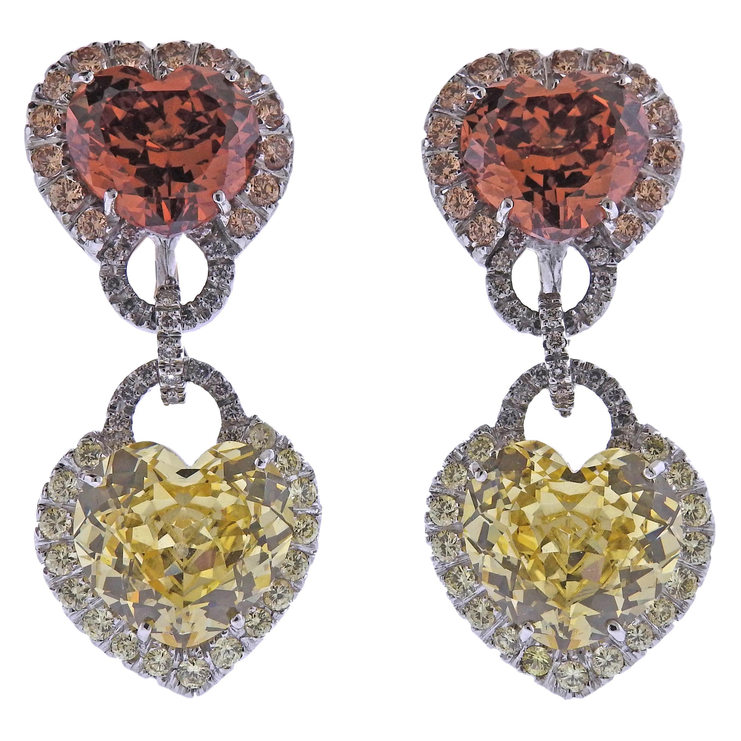 Andreoli Gold Sapphire Gemstone Diamond Earrings