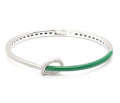Andreoli Green Enamel Diamond 18 Karat White Gold Bracelet