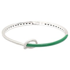 Andreoli - Bracelet en or blanc 18 carats avec émail vert et diamants