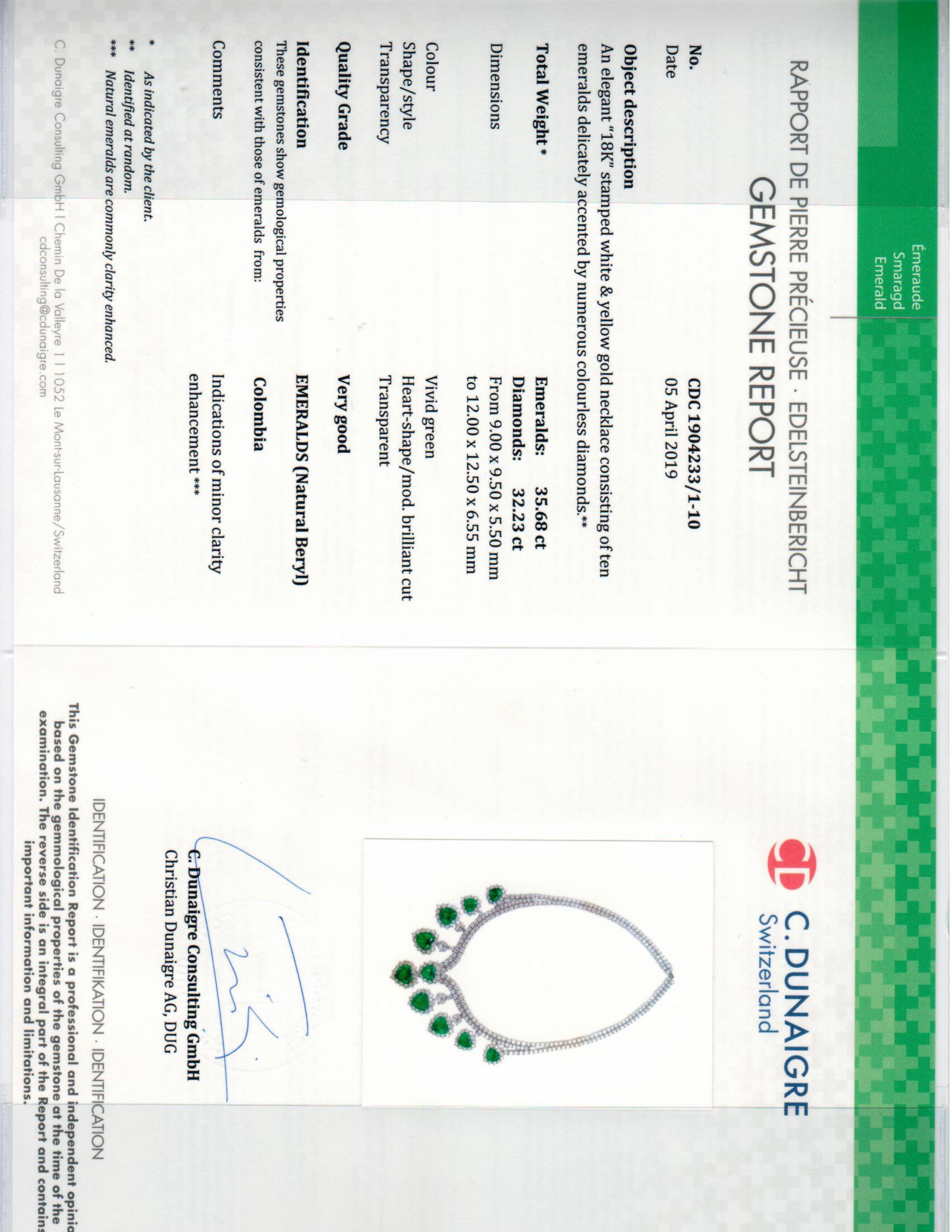 Andreoli Collier d'émeraudes colombiennes en forme de cœur certifié CDC en or 18 carats en vente 2
