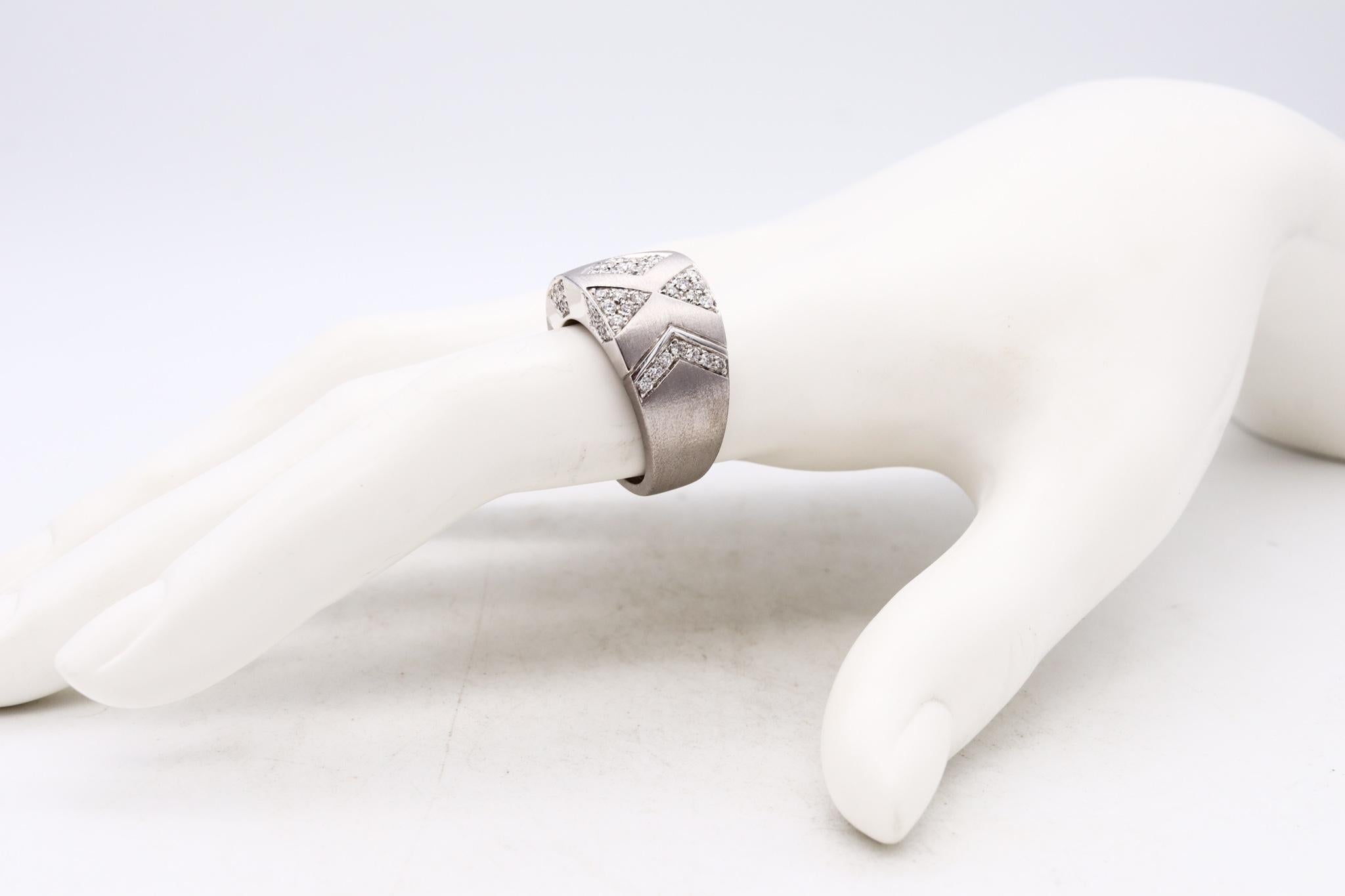 Brilliant Cut Andreoli Italy Band Ring in 18Kt White Gold with 1.34 Cts in VS Diamonds For Sale