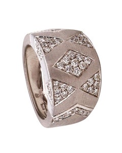 Andreoli Italy Band Ring in 18Kt White Gold with 1.34 Cts in VS Diamonds