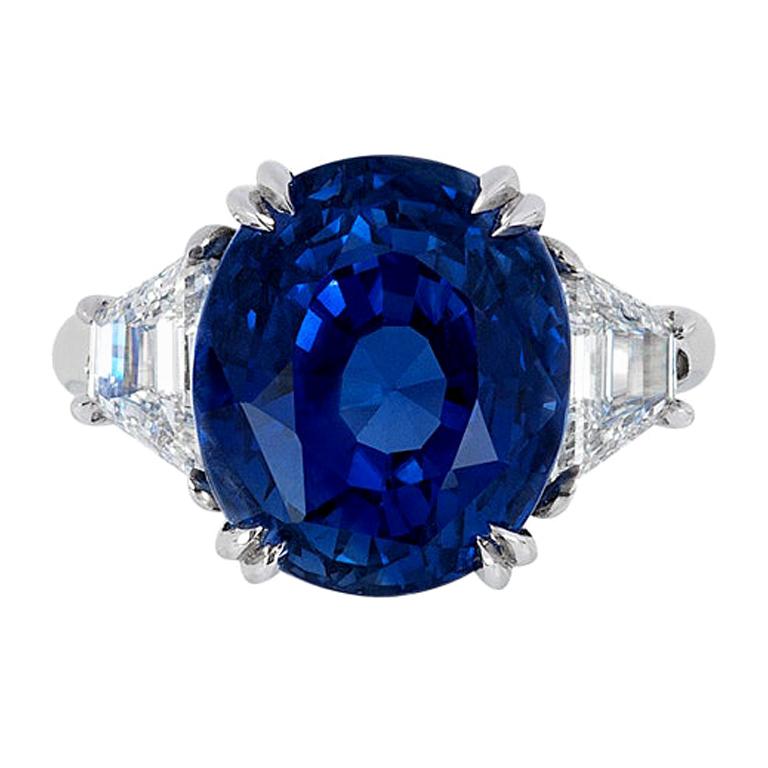 Andreoli No Heat Natural Blue Sapphire Ceylon GIA Certified Platinum Ring
