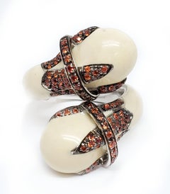 Andreoli Orange Sapphire Enamel Silver Ring