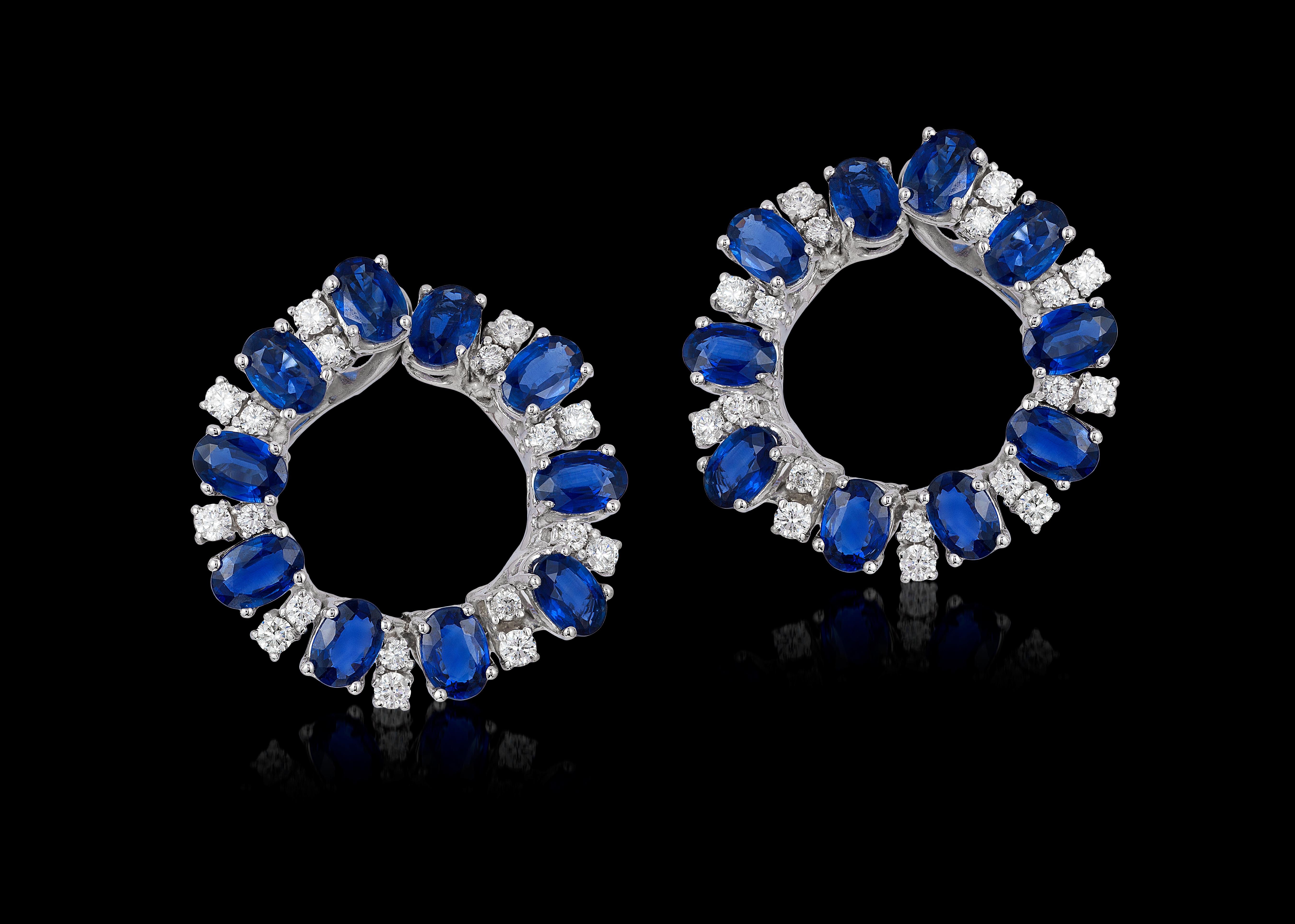 sapphire and diamond hoop earrings
