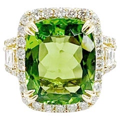 Andreoli Peridot-Diamant-Ring aus 18 Karat Gelbgold