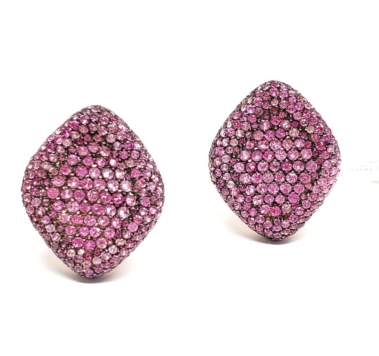 Contemporary Andreoli Pink Sapphire 18 Karat Gold Earrings For Sale