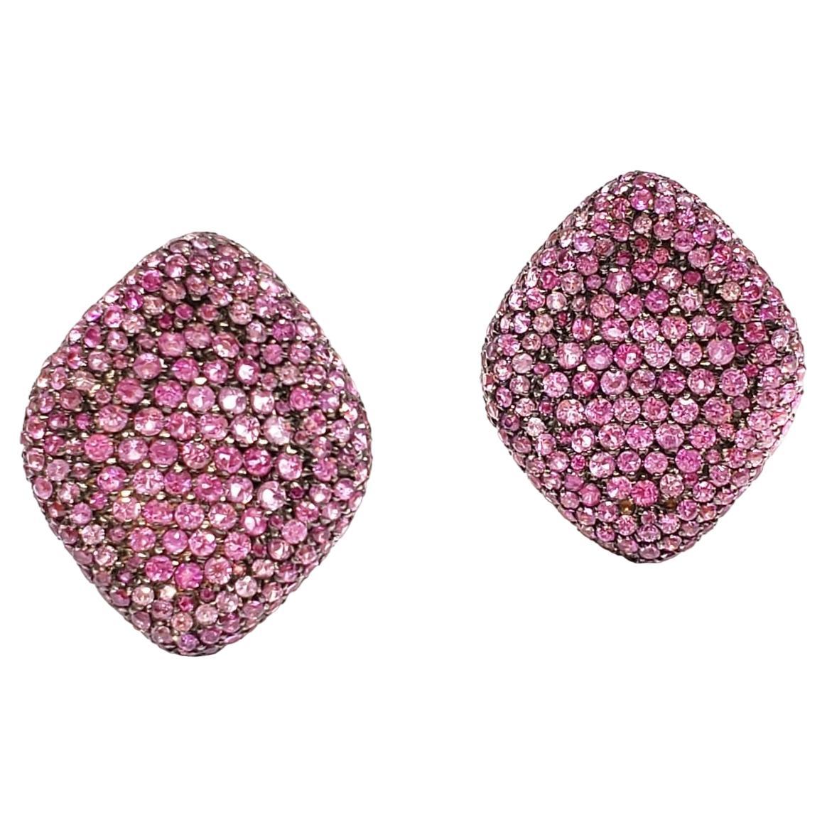 Andreoli, boucles d'oreilles en or 18 carats et saphir rose