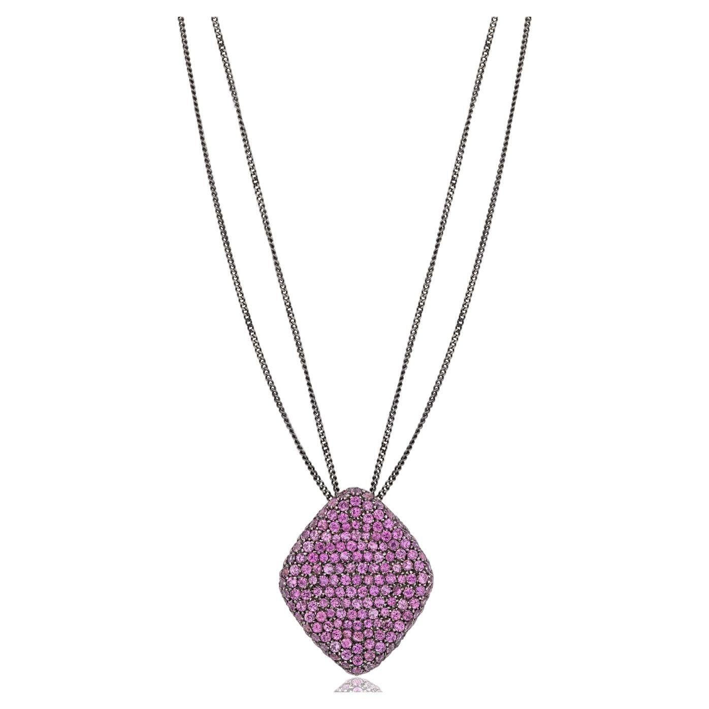 Andreoli Pink Sapphire 18 Karat Gold Pendant Necklace For Sale