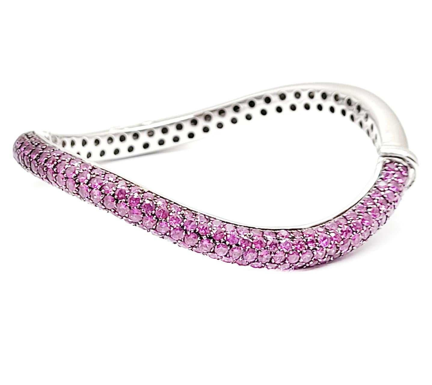 Round Cut Andreoli Pink Sapphire 18 Karat White Gold Bracelet For Sale