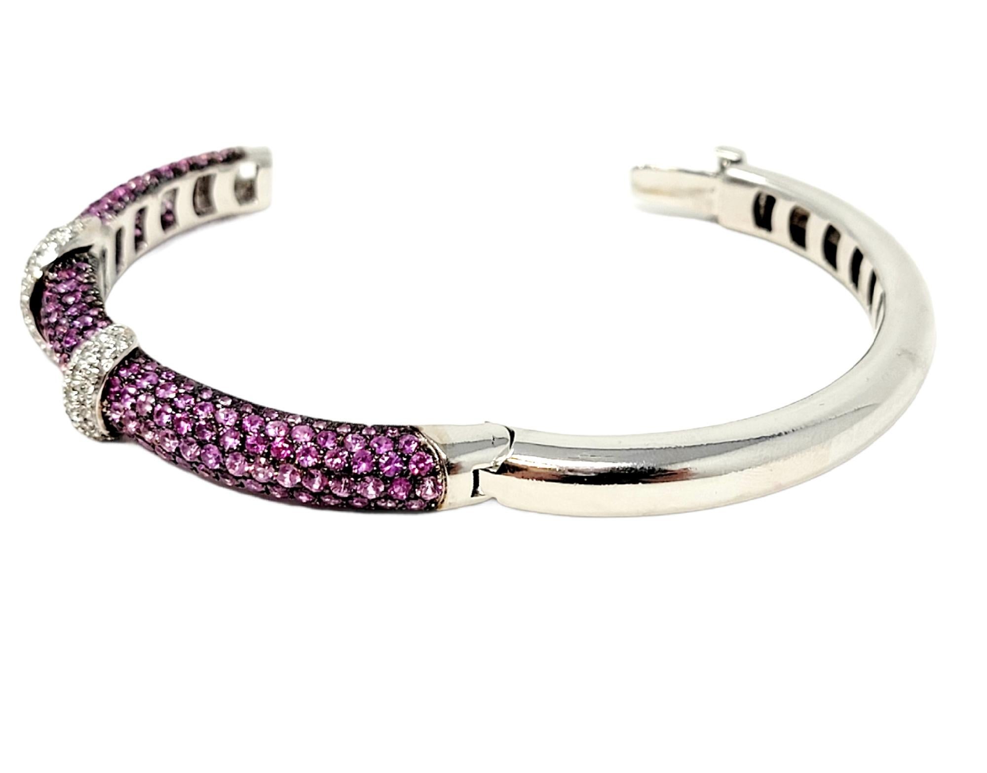 Andreoli Pink Sapphire and Diamond Wrap Hinged Bangle Bracelet Cuff For Sale 4