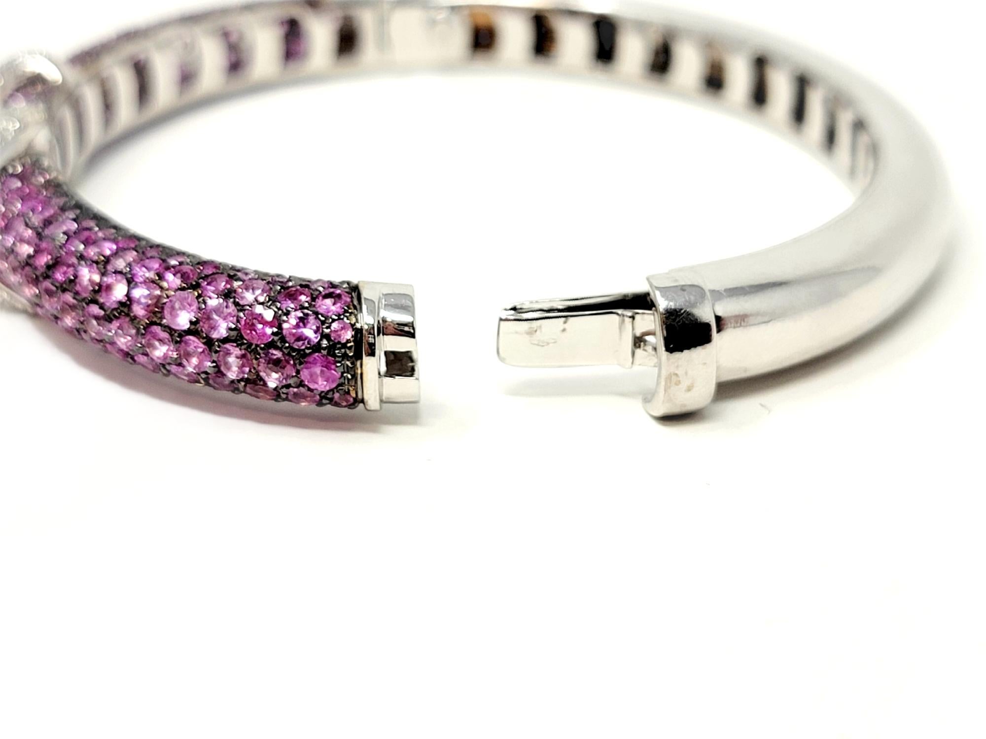 Andreoli Pink Sapphire and Diamond Wrap Hinged Bangle Bracelet Cuff For Sale 6