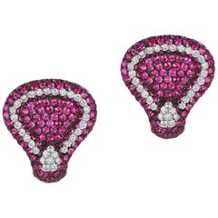 Andreoli Pink Sapphire Diamond on Ear Clip Earrings 18 Karat Gold Blackened Andreoli Pink Sapphire Diamond on Ear Clip Earrings 18 Karat Gold Blackened