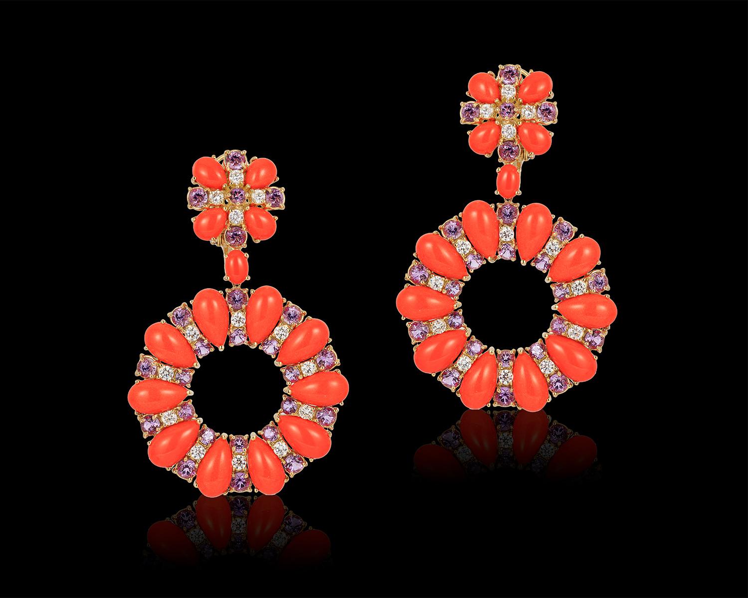 coral statement earrings