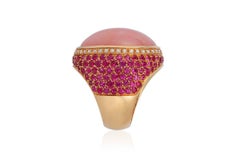 Andreoli Rose Opal Pink Sapphire Diamond Dome Cocktail Ring 18 Karat Rose Gold