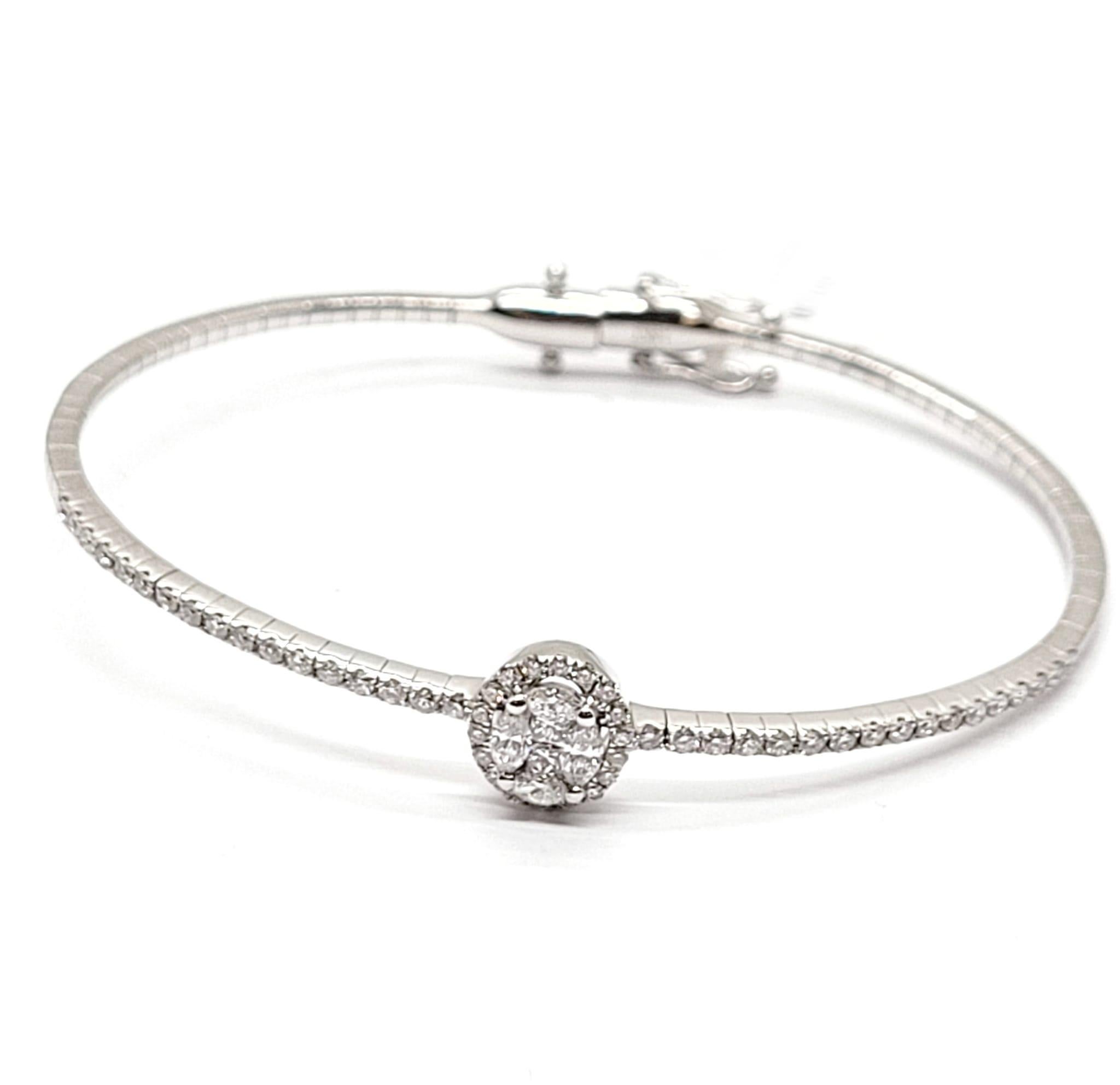 Andreoli Round Shaped Invisible Diamond 18 Karat Gold Bangle Bracelet

This bracelet features:
- 0.85 Carat Diamond
- 8.34 g 18kt White Gold
- Made In Italy